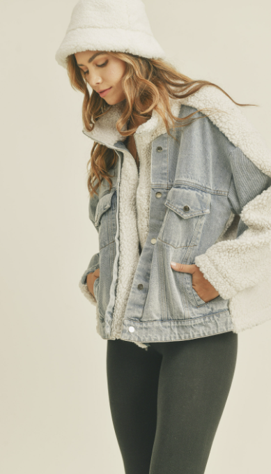 Fleece lined denim jacket online