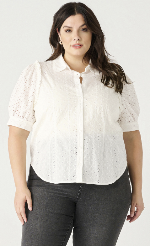 White eyelet 2024 top plus size