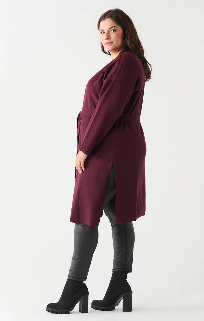 LONGLINE CARDIGAN || WINE-